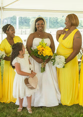 Cheryl| Lavish Looks Convertible Pale Yellow Chiffon Maxi Bridesmaid Dress with Multiway Infinity - Price #price_variant_lowest# - Pale Yellow - PromDressClub